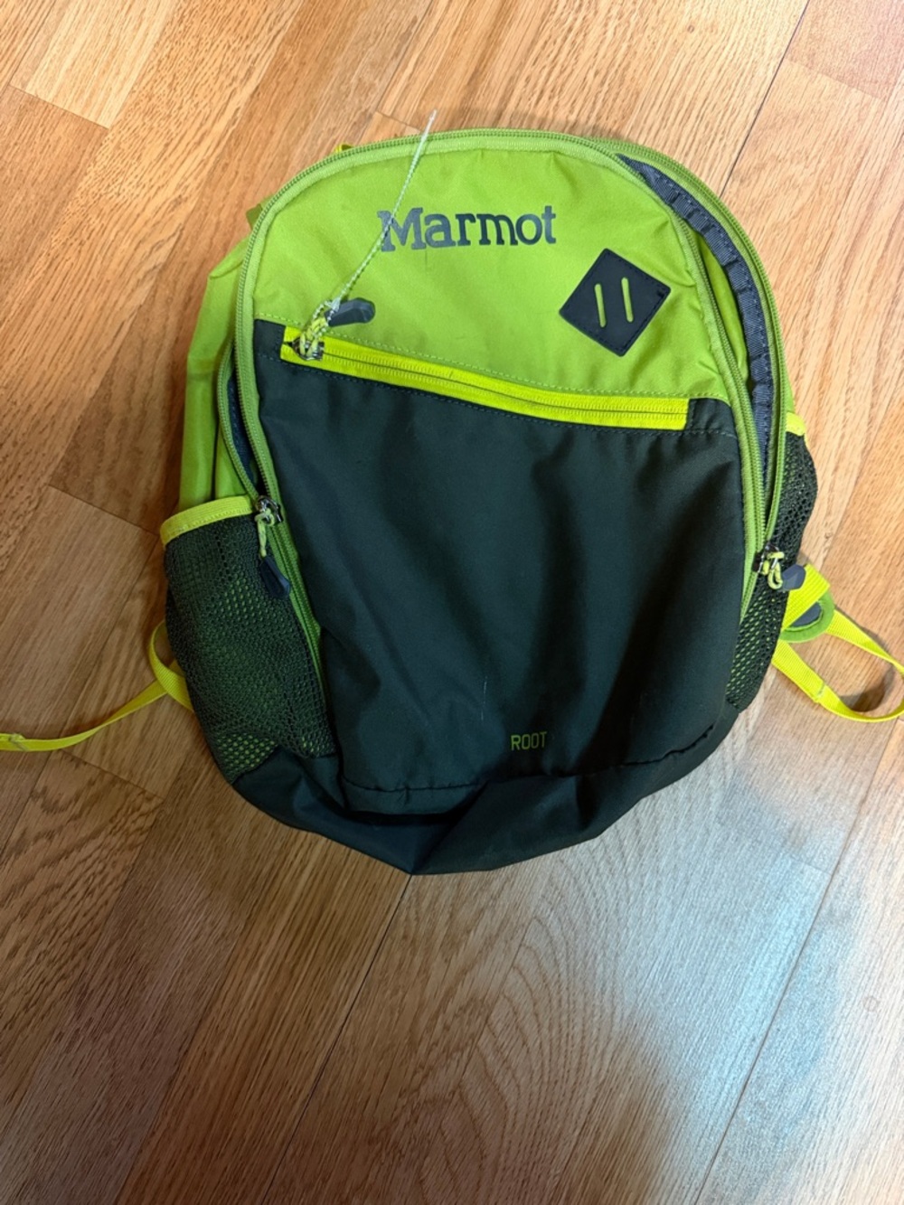 Marmot Lime Green and Black Backpack with Front Pocket